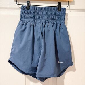 Nike Dri Fit Womens Ultra High Waisted Running Shorts Slate Blue Athleisure XS